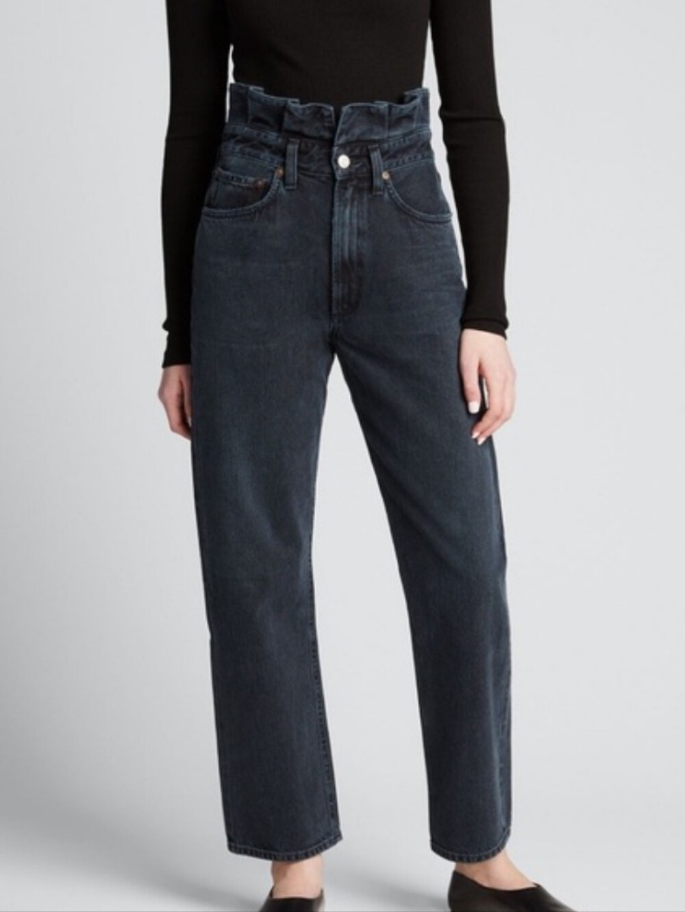 Agolde Lettuce Waistband Blqck Wash Jeans